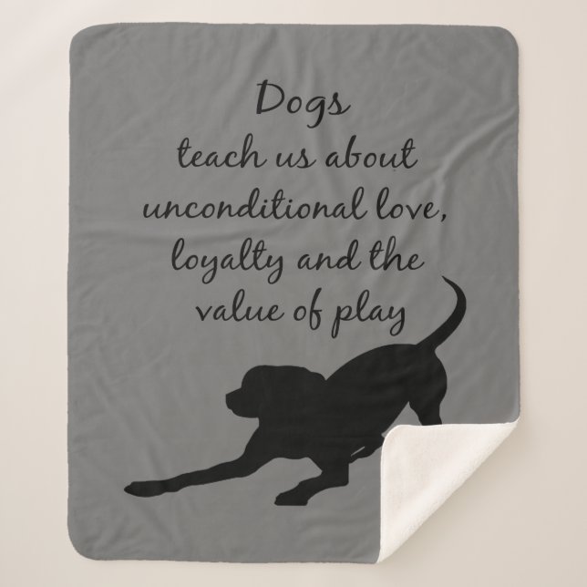 Inspirational Quote Dogs Can Teach Us Sherpa Blanket (Front)