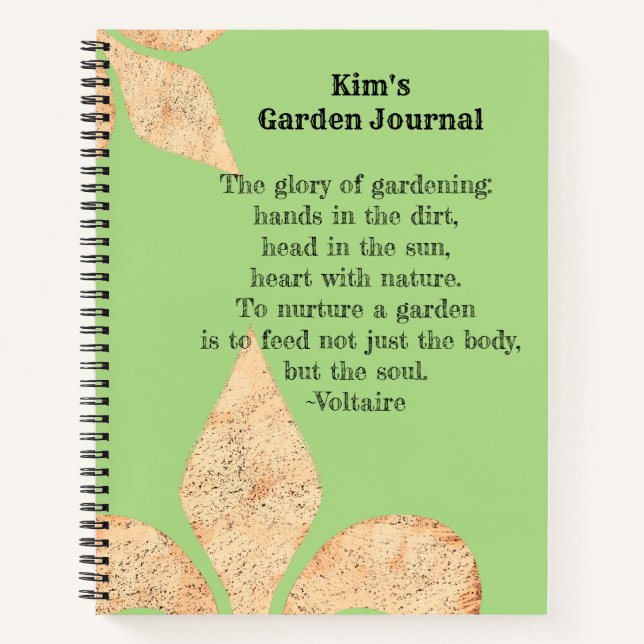 Inspirational quote Fleur de lis Garden Journal (Front)