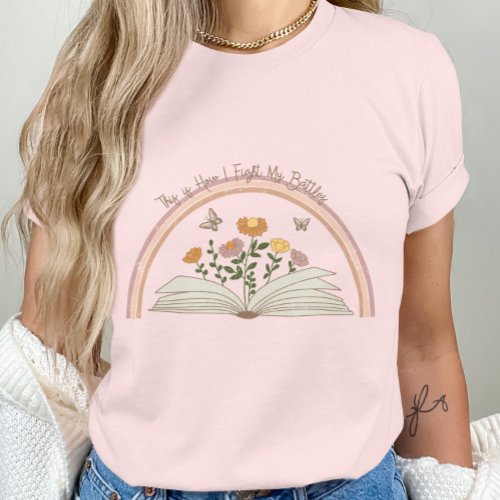 Inspirational Quote_ Floral Butterfly Book_ Bible T_Shirt