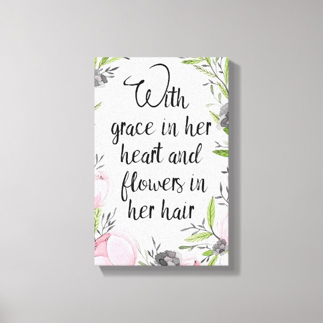 Inspirational quote floral canvas print (Front)