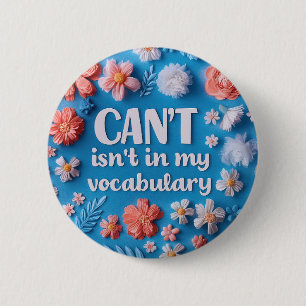 Inspirational quote floral Growth mindset Button