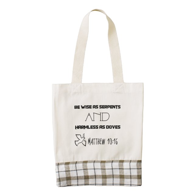 Inspirational Quote From Matthew 10:16 Zazzle HEART Tote Bag (Front)
