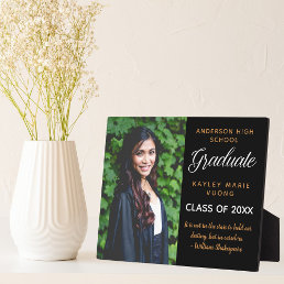 Inspirational Quote Graduation Photo Chic Graduate Plaque