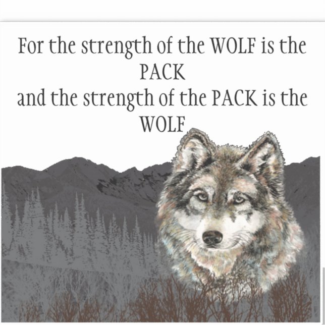 Inspirational Quote Grey Wolf Mountain Animal Sticker (Front)
