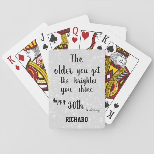 Inspirational quote  Happy 30th Birthday Name Poker Cards