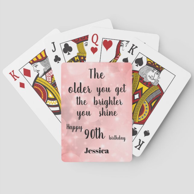 Inspirational quote  Happy 90th Birthday Name Poker Cards (Back)