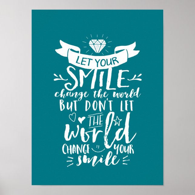 Inspirational Quote Happy Smile Change The World Poster (Front)