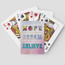 Inspirational Quote Hope Dream Believe Pink Floral Poker Cards