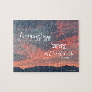 Inspirational Quote Imagine Mountain Sunset Photo Jigsaw Puzzle