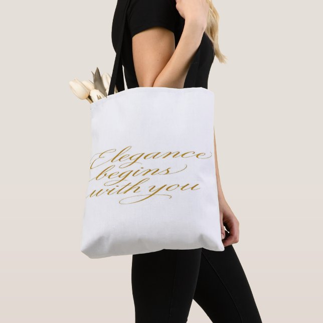Inspirational Quote in Calligraphy: Tote Bag (Close Up)