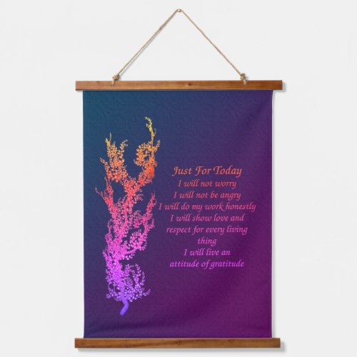 Inspirational Quote Just For Today Black Hanging Tapestry