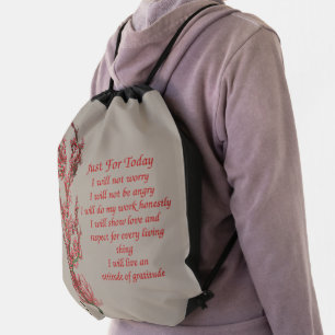 Inspirational Quote Just For Today  Drawstring Bag