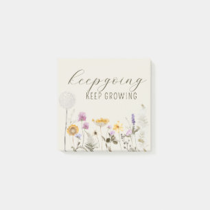 Inspirational Quote Keep Going Keep Growing Floral Post-it Notes