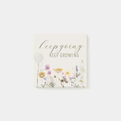 Inspirational Quote Keep Going Keep Growing Floral Post_it Notes