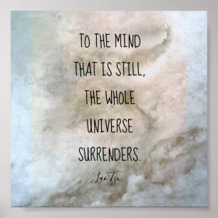inspirational quote Lao Tzu text watercolor gray Poster