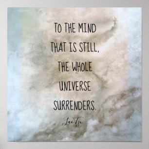 inspirational quote Lao Tzu text watercolor gray Poster