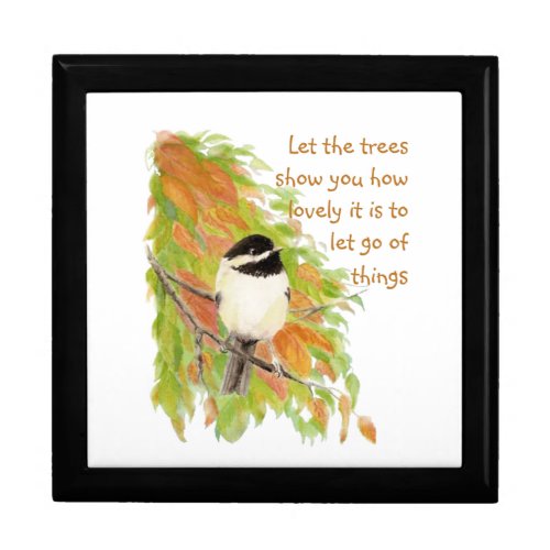 Inspirational Quote Letting Go Autumn Tree Bird Gift Box