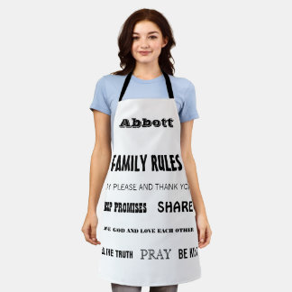 Inspirational Quote Life Family Rules  Apron