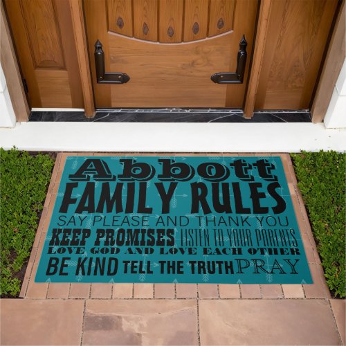 Inspirational Quote Life Family Rules Doormat