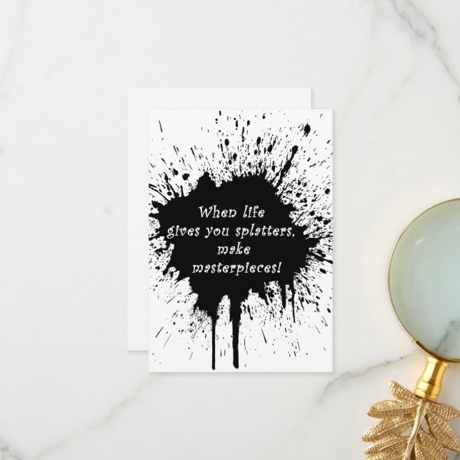 inspirational quote life splatter paint creativity thank you card (Front/Back In Situ)