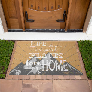 Inspirational Quote Life Takes You Brings You Home Doormat