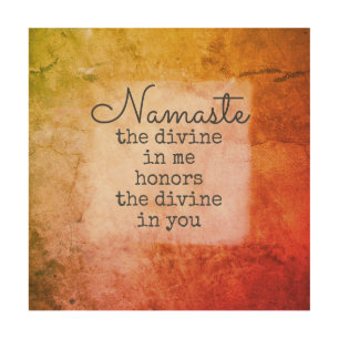 inspirational quote namaste text art on wood