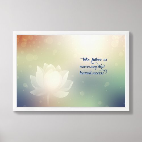 Inspirational quote of failure Lotus Framed Art