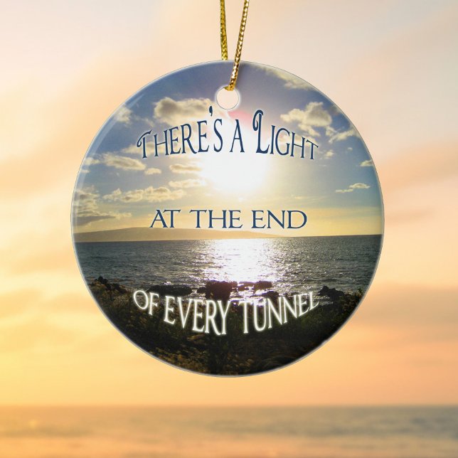 Inspirational Quote of Hope Beautiful Sunset Ceramic Ornament (Creator Uploaded)