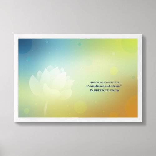 Inspirational quote of opened mind Lotus Framed Art