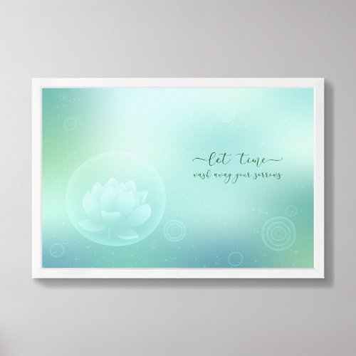 Inspirational quote of time Lotus Framed Art