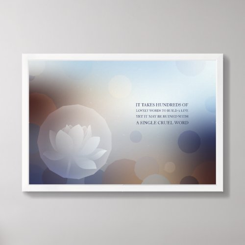 Inspirational quote of word Lotus Framed Art