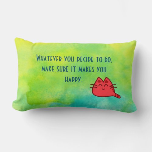 Inspirational Quote on Happiness Lumbar Pillow