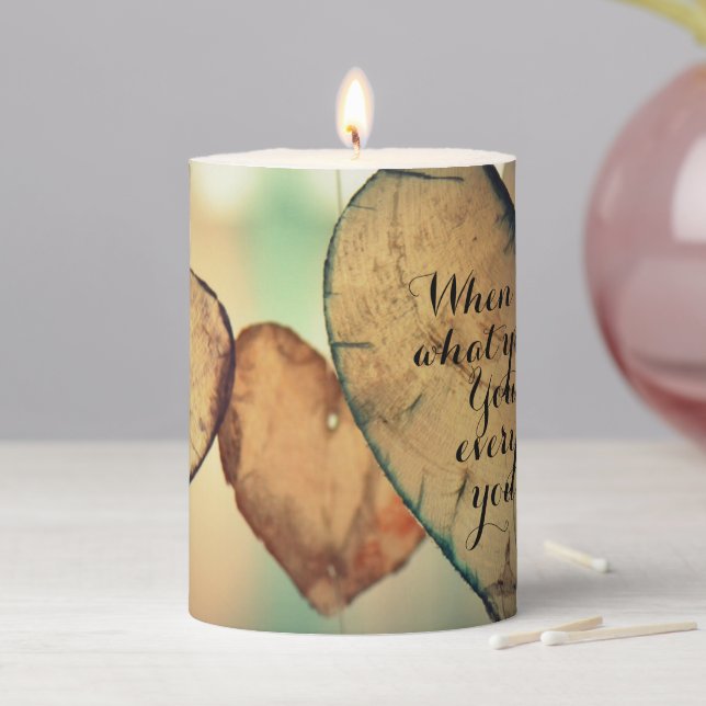 Inspirational Quote on Love & Gratitude Pillar Candle (In Situ)