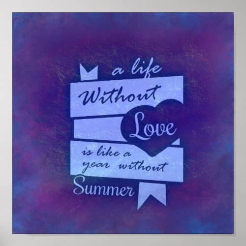 Inspirational Quote on Love on a Purple Watercolor Poster