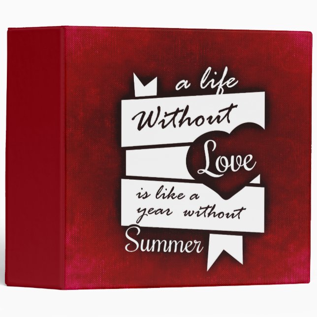 Inspirational Quote on Love on a Red Background Binder (Front/Spine)
