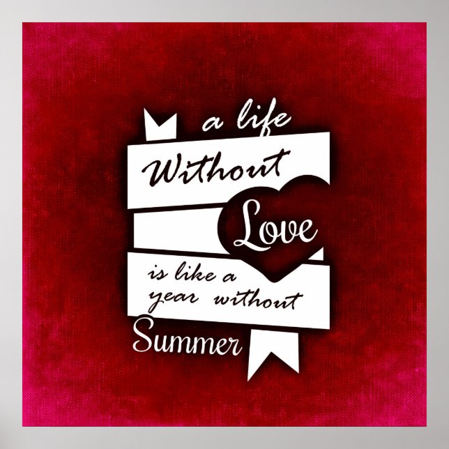 Inspirational Quote on Love on a Red Background Poster (Front)