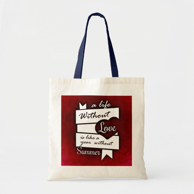 Inspirational Quote on Love on a Red Background Tote Bag (Front)