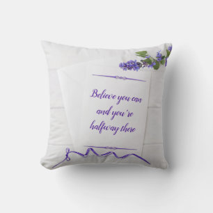 Inspirational Quote on Stationery with Wood Throw Pillow