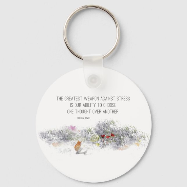 Inspirational Quote on Stress Keychain (Front)