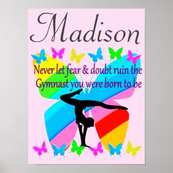 Inspirational Quote Personalized Gymnastics Poster by MySportsStar at Zazzle