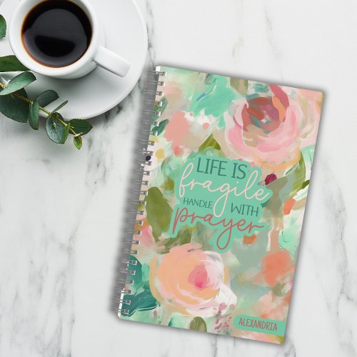 Inspirational Quote Pink Floral Prayer Journal