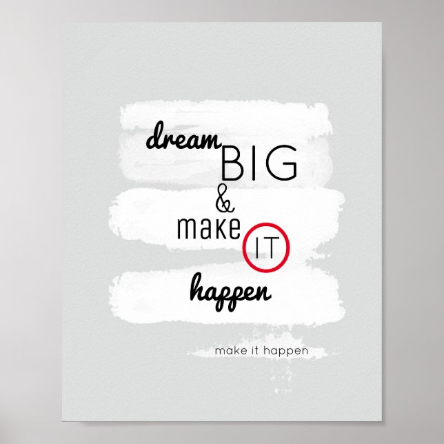 inspirational quote poster dream big text on gray (Front)