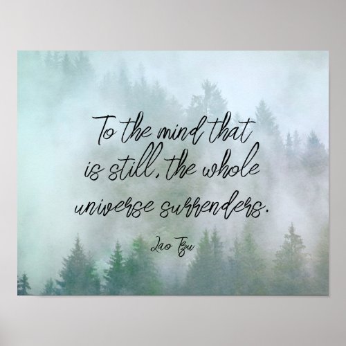 inspirational quote poster Lao Tzu on misty pines