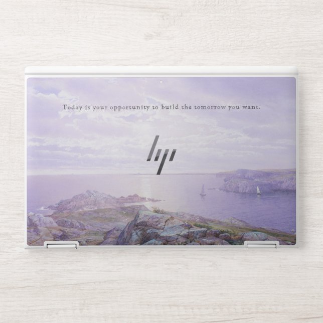 Inspirational Quote Purple Blue Seascape Desk Mat HP Laptop Skin (Front)