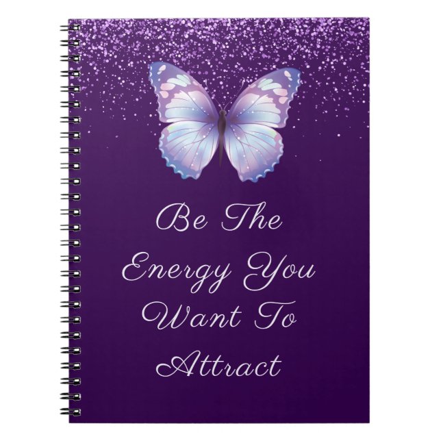 Inspirational Quote purple glitters butterfly  Notebook (Front)