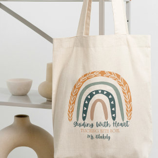 Inspirational Quote Rainbow Teacher Appreciation Tote Bag