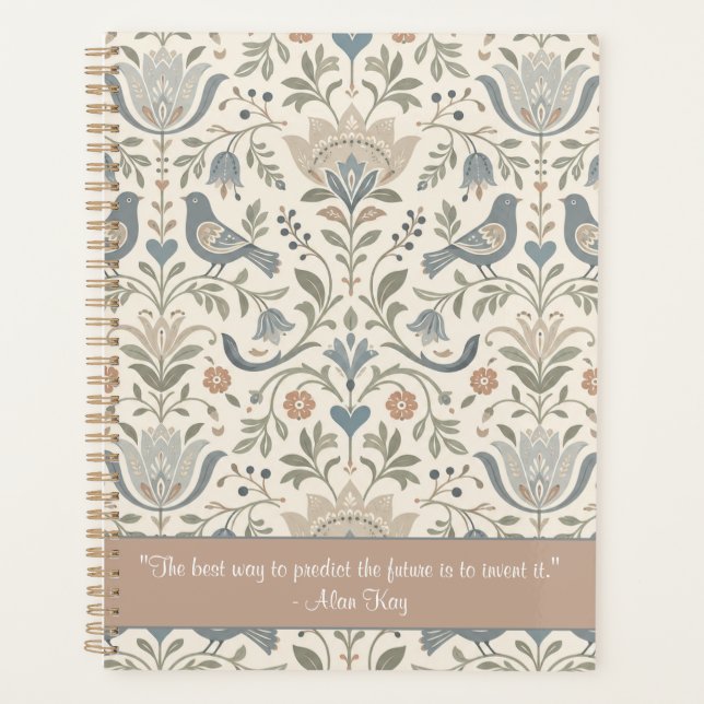 Inspirational Quote Scandinavian Flowers Birds  Planner (Front)