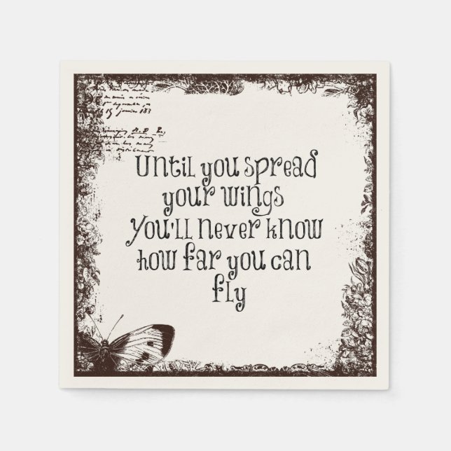Inspirational Quote: Spread your wings and fly Paper Napkins (Front)