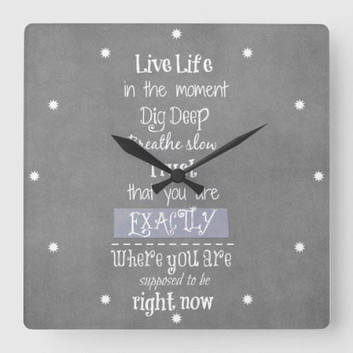 Inspirational Quote Square Wall Clock