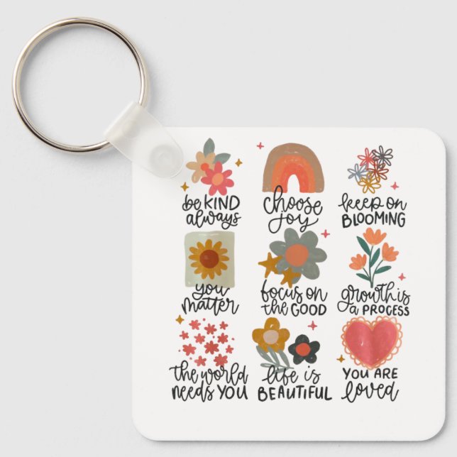 Inspirational Quote Stickers Keychain (Front)